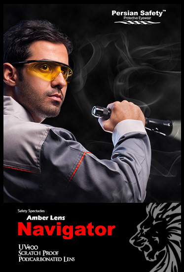 Navigator  , Extendable , Temple , Functions , Safety , Spectacles , UV400 , Amber , Persian Safety , Glasses , قابل تنظیم , عینک ایمنی , دریانورد ,  پلی کربنات , ضدضربه , زرد , دید در شب , ریگلاژی , دسته , پرشین سیفتی
