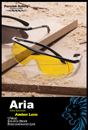 Aria  , Extendable , Temple , Functions , Safety , Spectacles , UV400 , Amber , Persian Safety , Glasses , قابل تنظیم , عینک ایمنی , آریا ,  پلی کربنات , ضدضربه , زرد , دید در شب , ریگلاژی , دسته , پرشین سیفتی